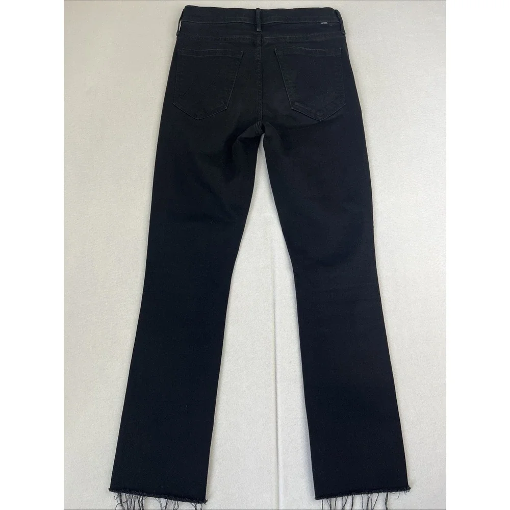 MOTHER Jeans The Rascal Ankle Fray 26x27 Black Guilty As Sin Straight Distressed